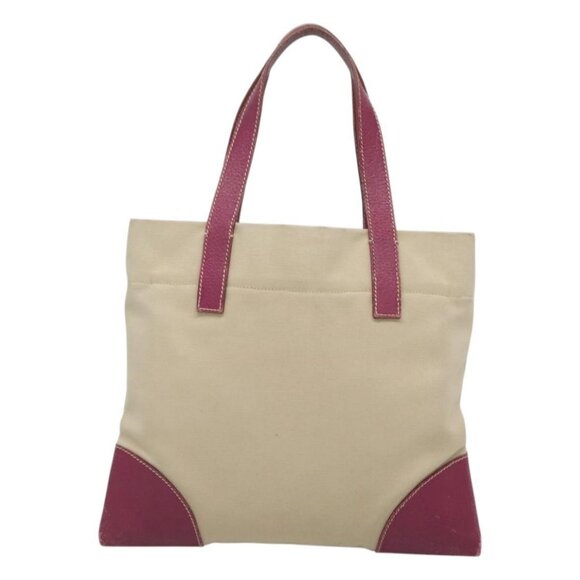 PRADA Hand Bag Canvas Leather Beige Purple Silver Auth - Picture 12 of 16